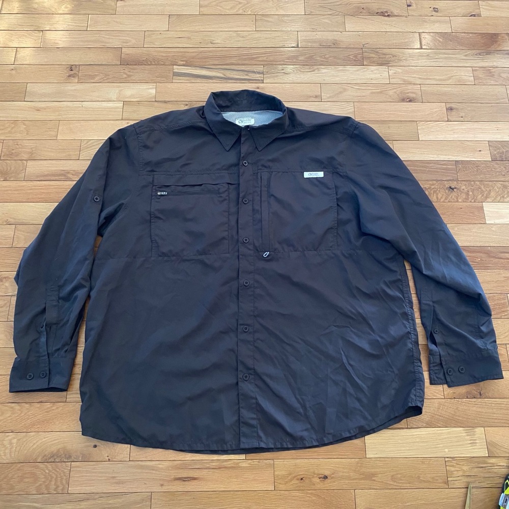 Gander Mountain Guide Series Mens 2XL Fishing Shirt Brown Long Sleeve Ventilated
